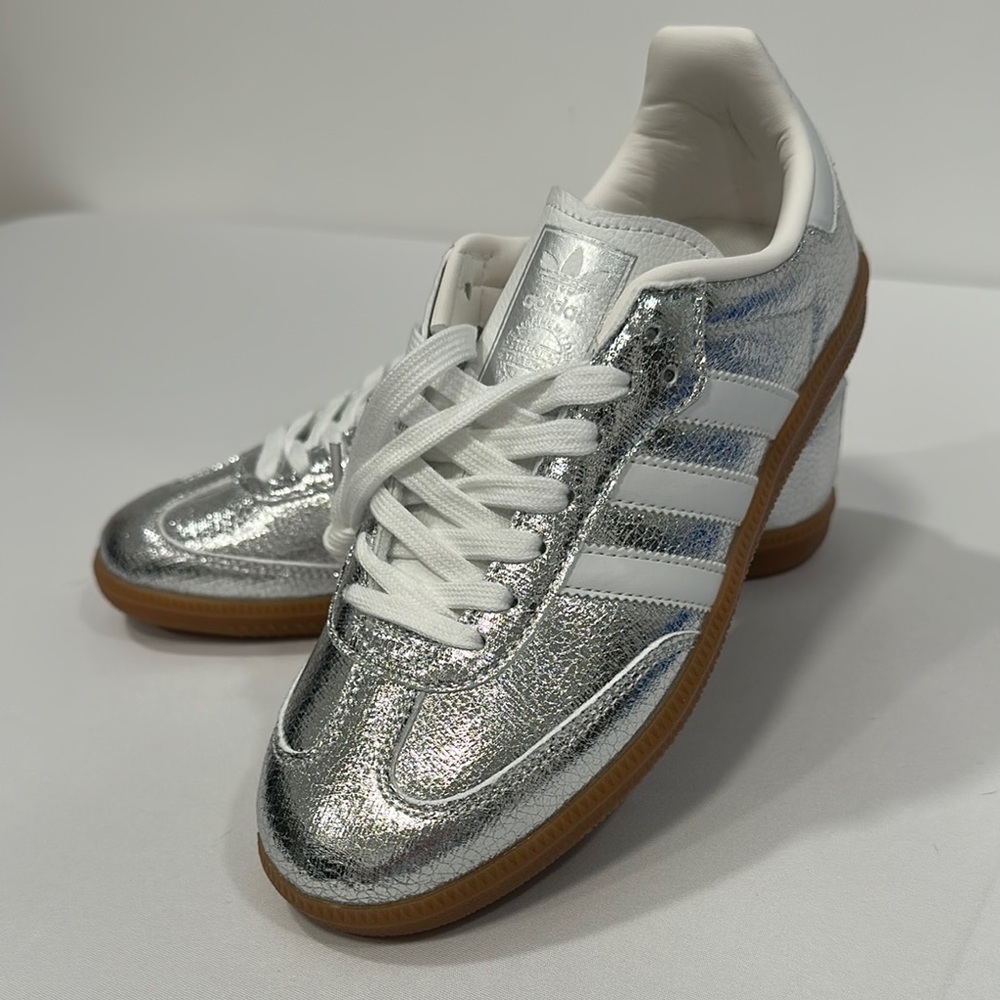Adidas Samba Women's Metallic Silver Sneakers